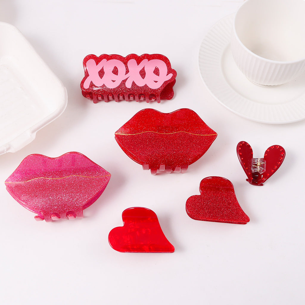 Red-toned Sweet-and-cool Style Hair Clip For The Back Of The Head