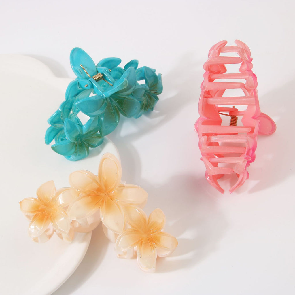 Three Flowers Plumeria Rubra Large Hair Clip Female