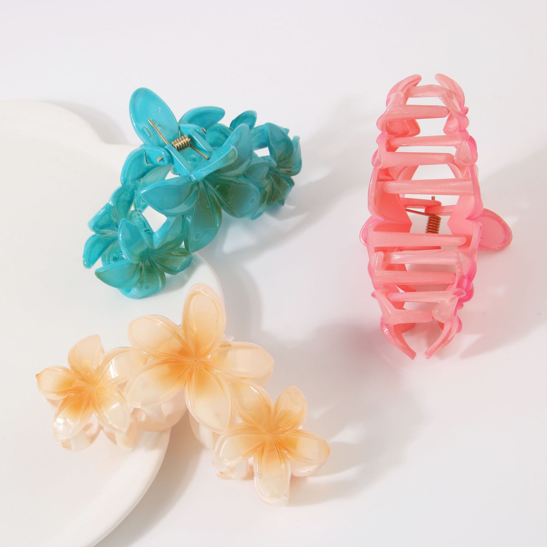Three Flowers Plumeria Rubra Large Hair Clip Female