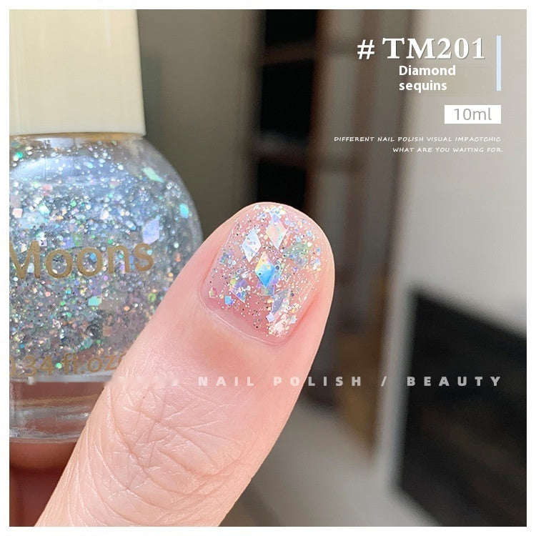 Moons White Sequins Nail Polish Baking-free And Tear-free
