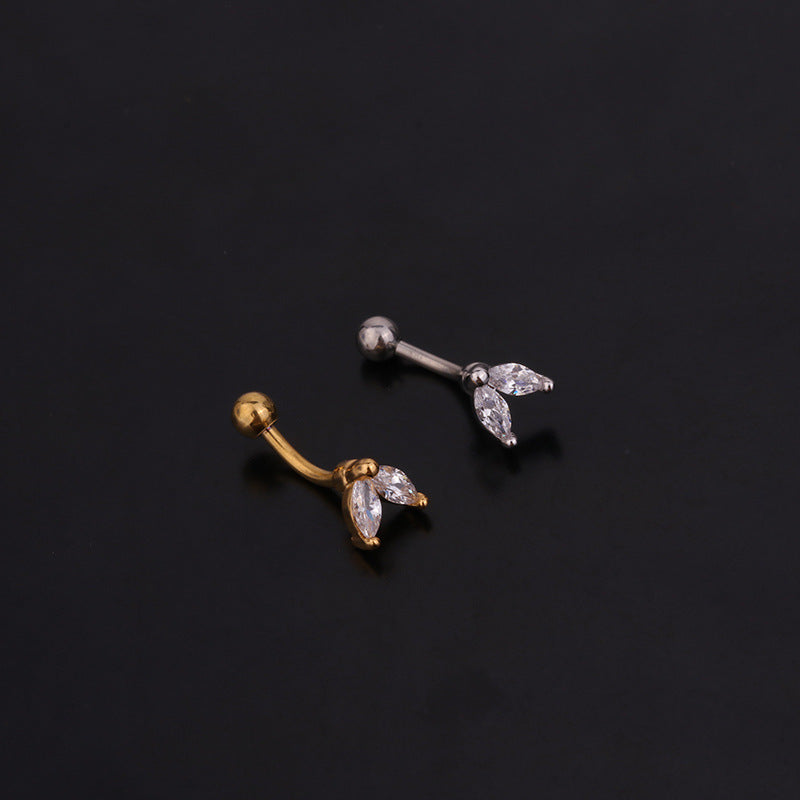 Curved Rod Cochlear Nail Stainless Steel Zircon Eyebrow Nail Creative