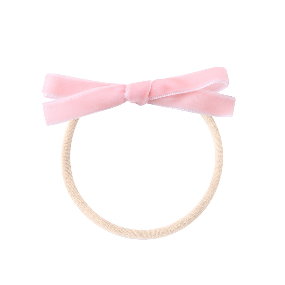 Nylon Hair Cord Soft Flannel Bow Hair Tie