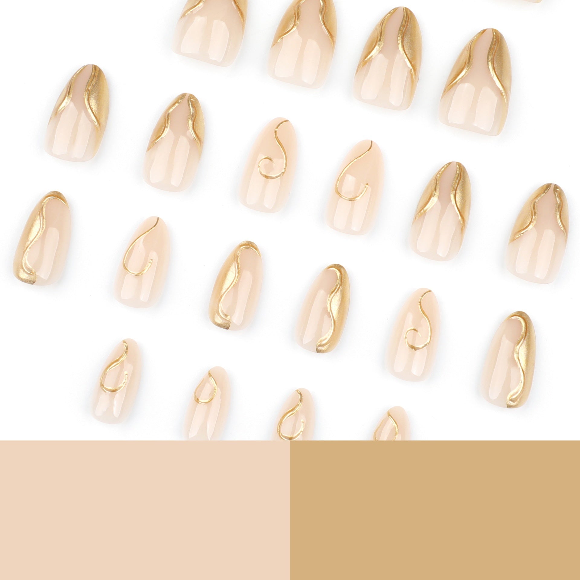 3D Gold Irregular Nail Art Fake Nails Short Style