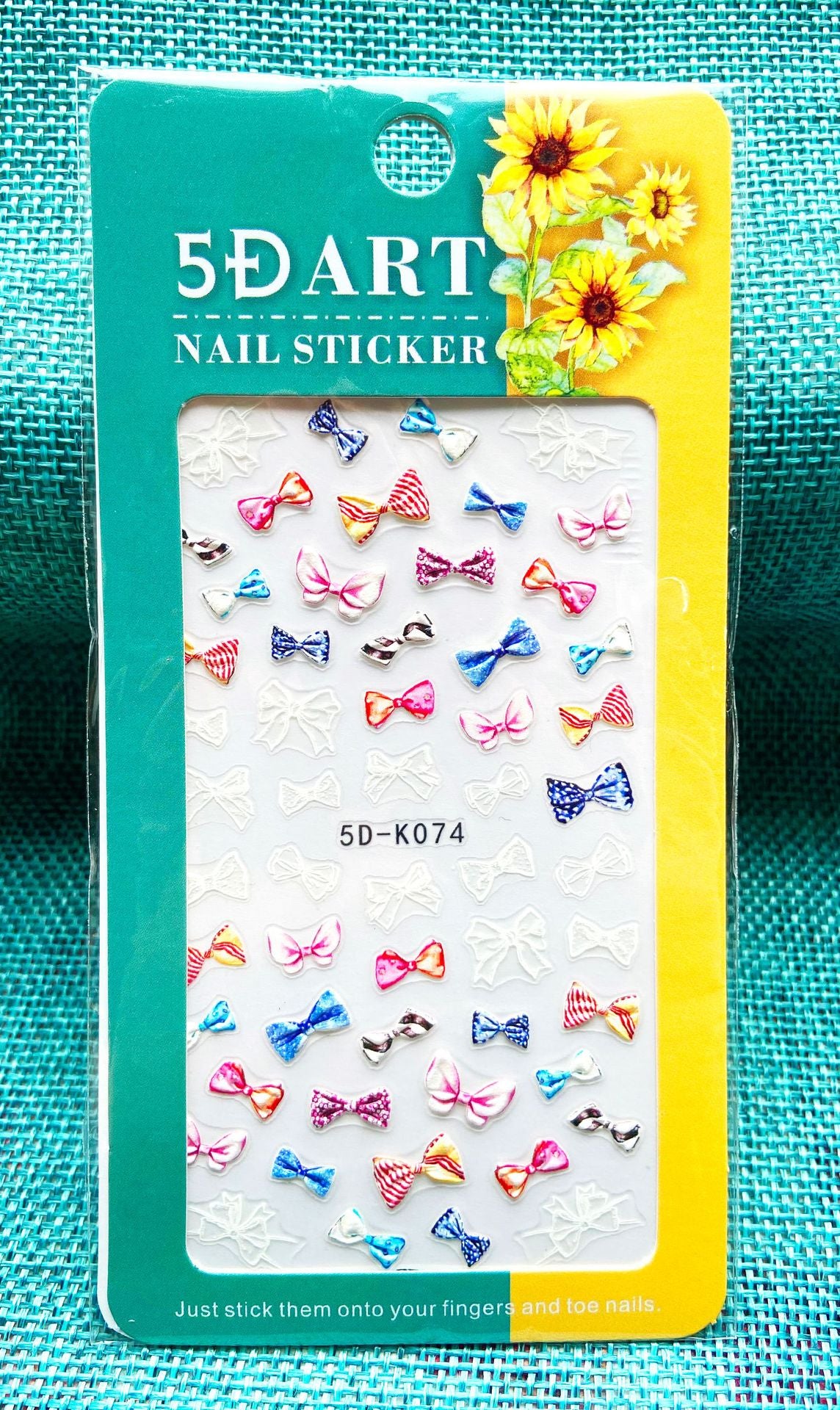 5D Art Embossed Nail Sticker Plaid Nail Sticker Three-dimensional Bow Nail Sticker Summer Nail Sticker