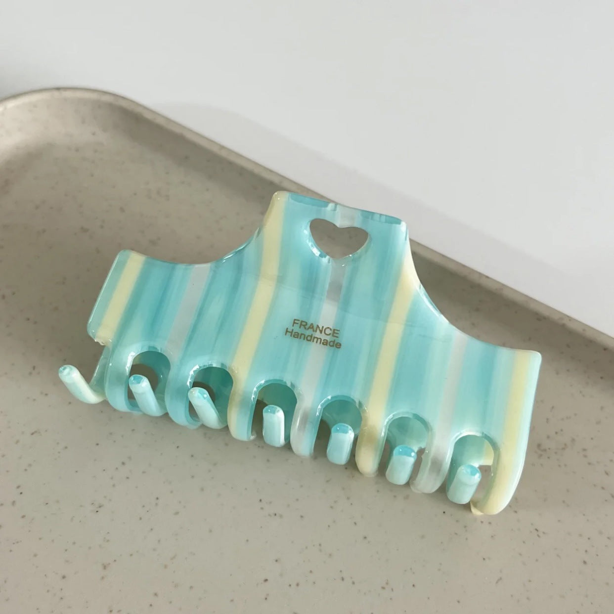 Stripe Contrast Color Acetate Grip Hollowed Heart Shape Square