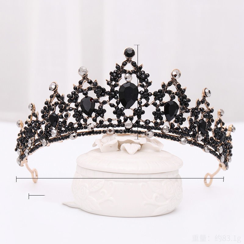 Black luxury crown bridal headdress wedding dress