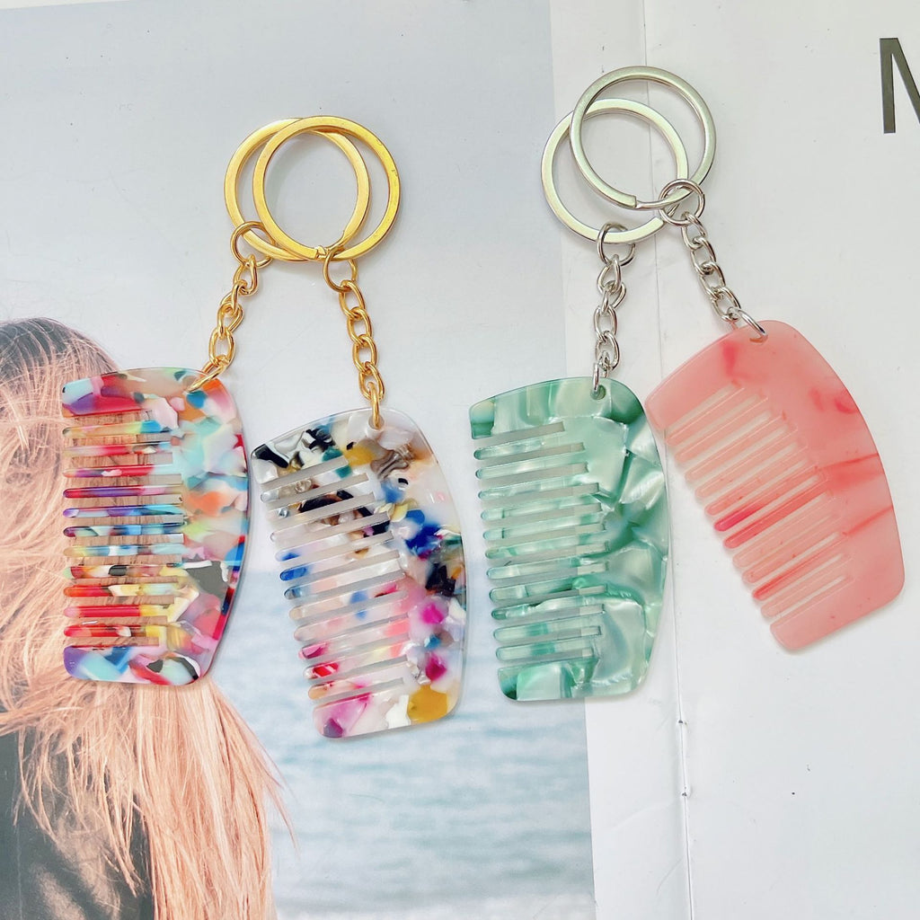Acetic Acid Plate Mini Comb Key Chain Pendant Portable