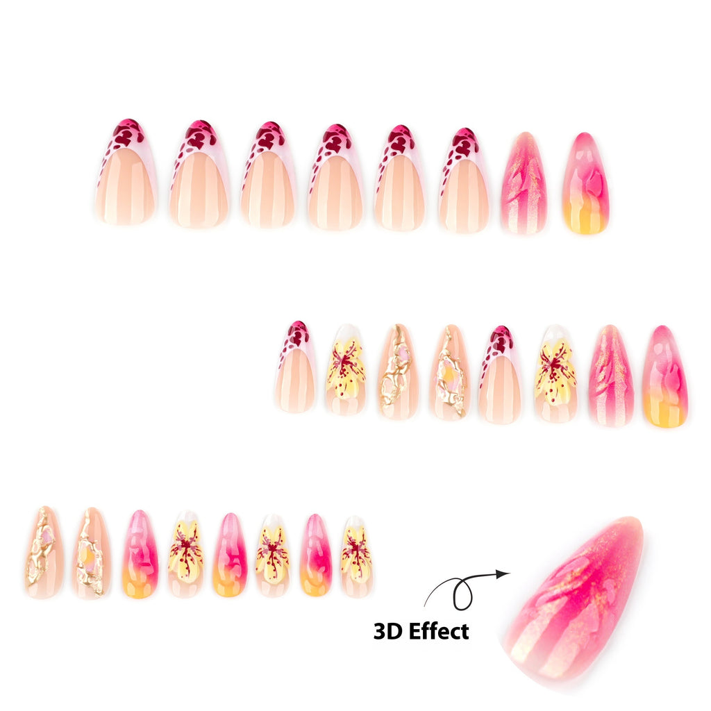 French Leopard Print Gradient Wear Nail Manicure 3D 3D Flower