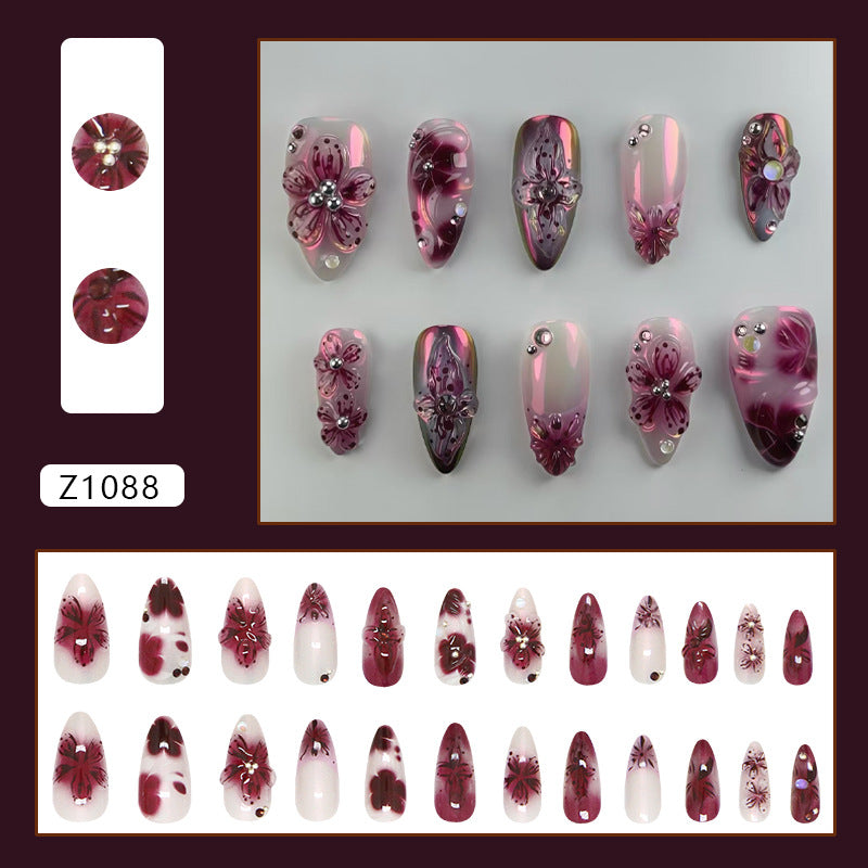 Three-dimensional French Ice Flower Pearl Sweet Cool Minority All-Match Nail Sticker