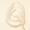 Women's Pressed Hair All-match Pearl Headband Three-piece Set