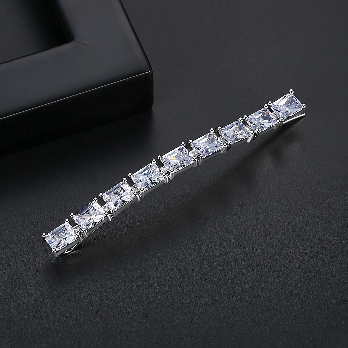 Square Zircon Gang Drill Women's Bobby Edge Clip