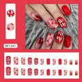 Red Christmas Nail Art Love Glitter Fake Nails Nail Art
