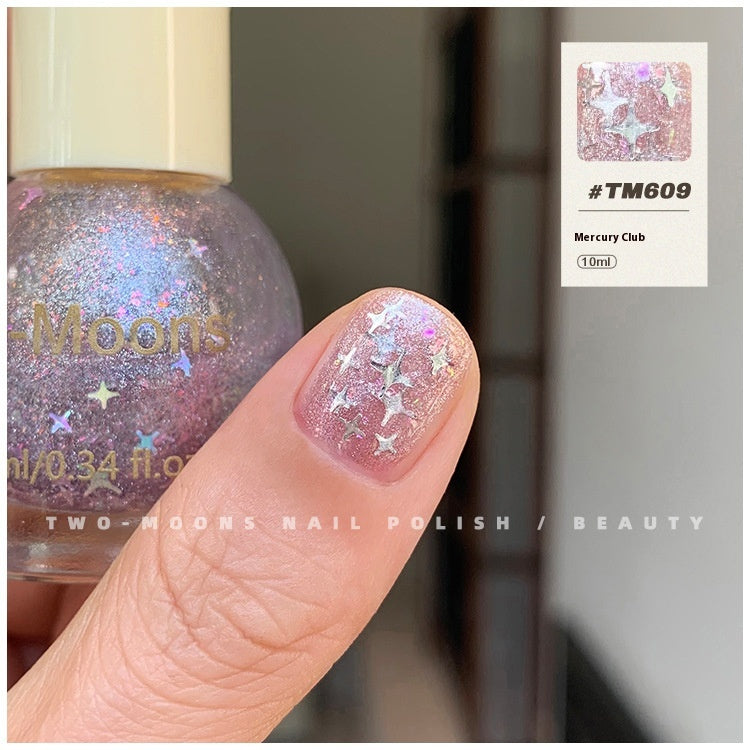 Two-Moons Pure Color Sequins Nail Polish Baking-free And Tear-free