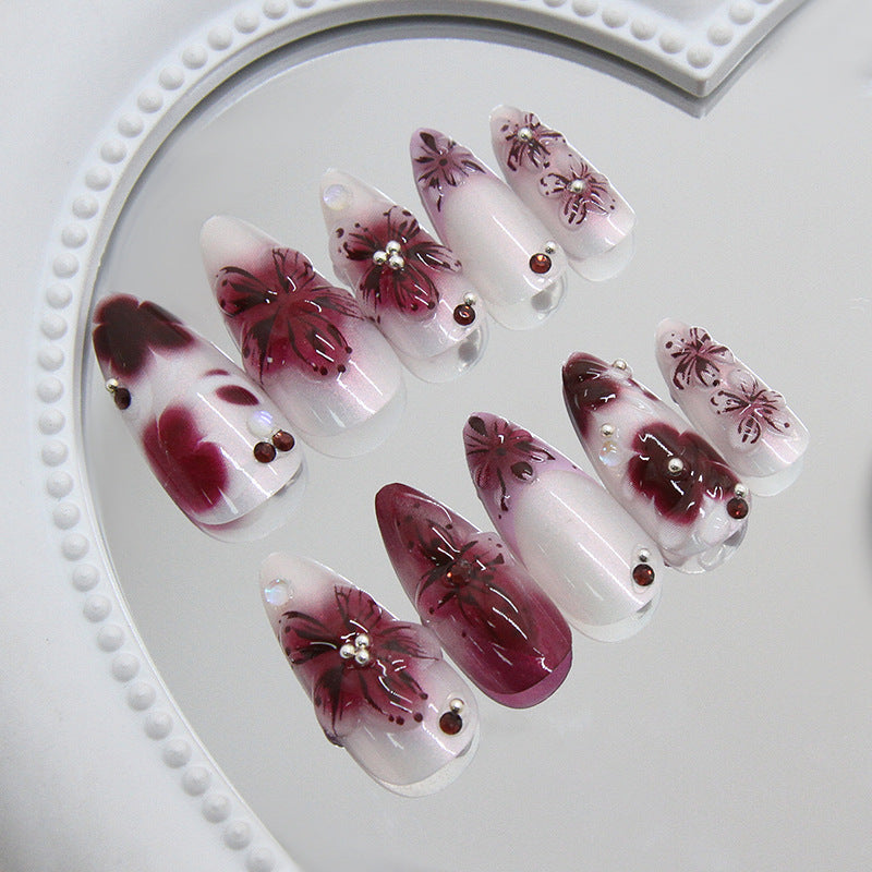 Three-dimensional French Ice Flower Pearl Sweet Cool Minority All-Match Nail Sticker