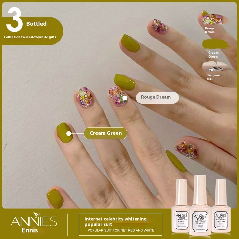 Annies Ennis Women's Three-color New Ice Jelly Nude Color Gel Nail Polish Suit