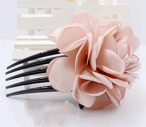 Fabric Burning And Ironing Edge Flower Hair Comb Five Teeth