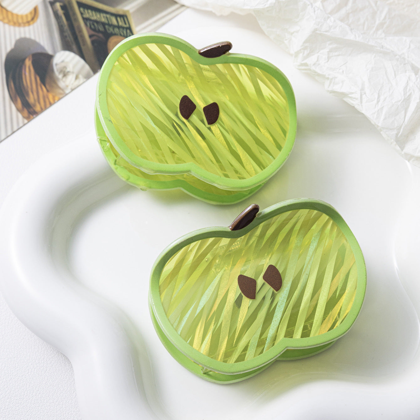 Cute Green Apple-shaped Claw Clip With Fruit Theme