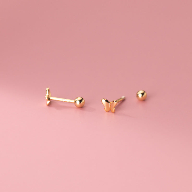S925 Silver Ear Nail Simple Temperament Thread