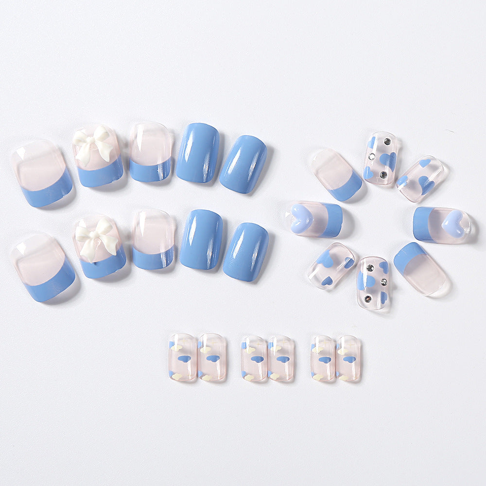 Love Heart Bow Tie Short Nail Tip Wear Armor