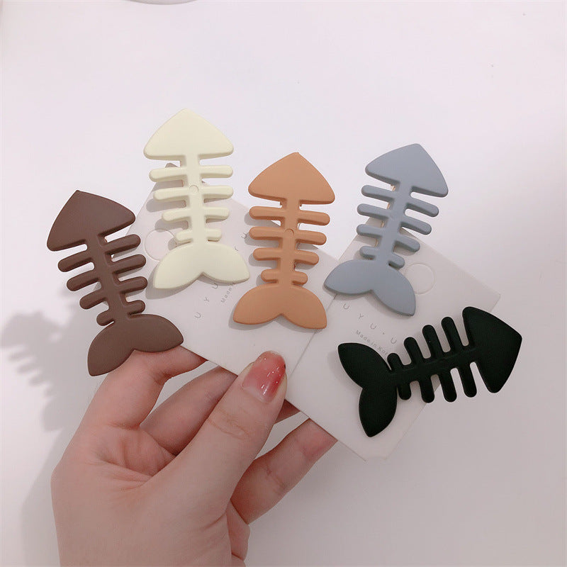 Minimalist Candy Color Fishbone Barrettes Cute Funny Side Bangs Female