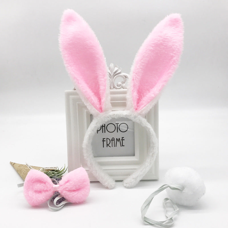 Children's Day Performance Animal Rabbit Ear Hairpin Hair Band Rabbit Ear And Tail Bow Tie Three Piece Set
