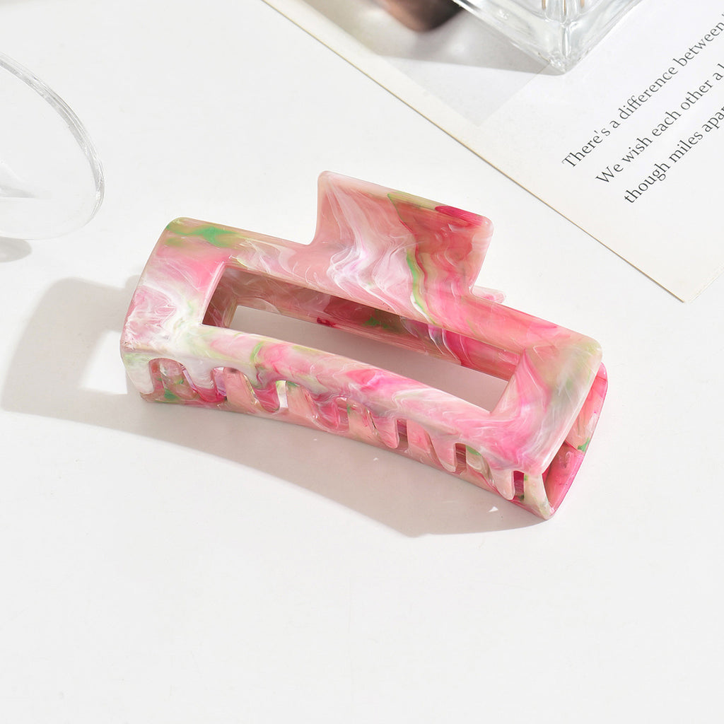 Women's Summer Marble Color Rectangular Barrettes