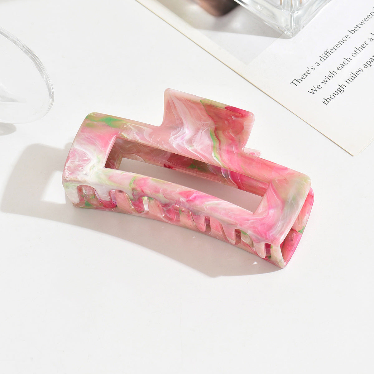 Women's Summer Marble Color Rectangular Barrettes
