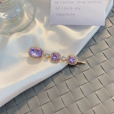 Ancient Sweet Purple Rhinestone Pearl Hair Clip