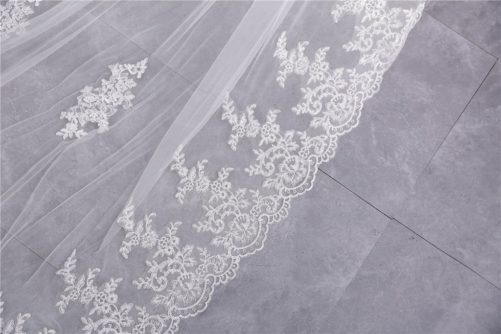 Bridal Veil Extra Wide Soft Mesh Lace With Hair Comb