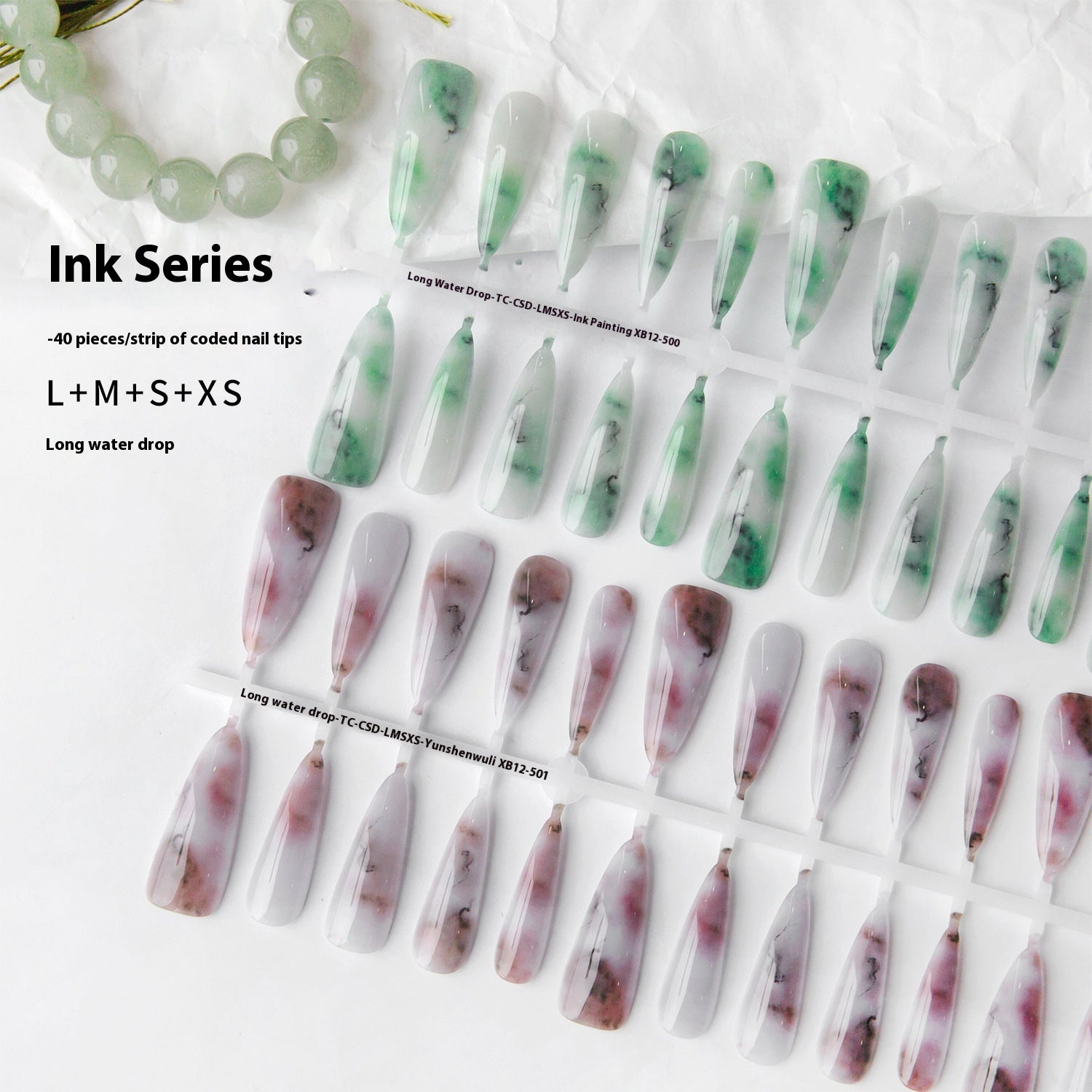 Press On Nails Blooming Antique Butterfly Ink Long Pointed Nail Beauty Bright Surface