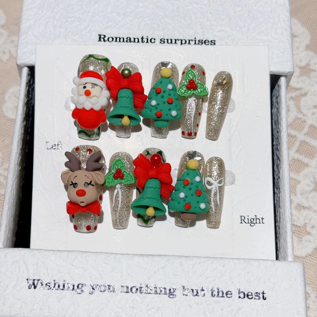 Romantic Surprises Handmade Christmas Series Wear Nail Detachable Nail Beauty