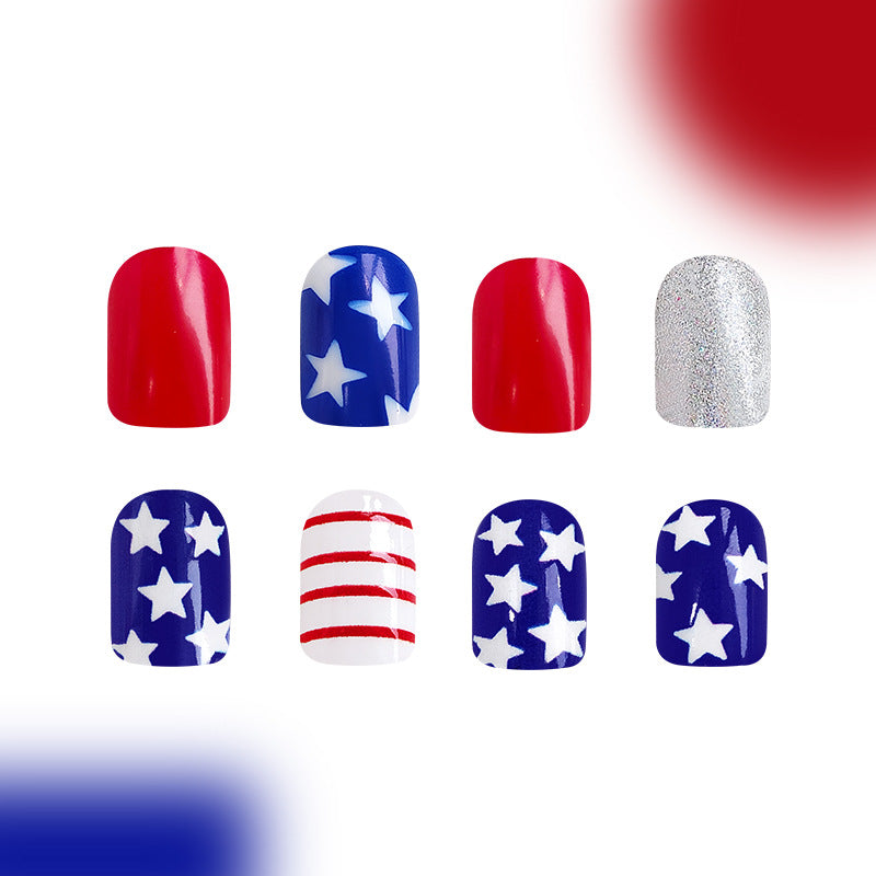 Nail Tip Finished Glitter Red And Blue Combined Multicolor