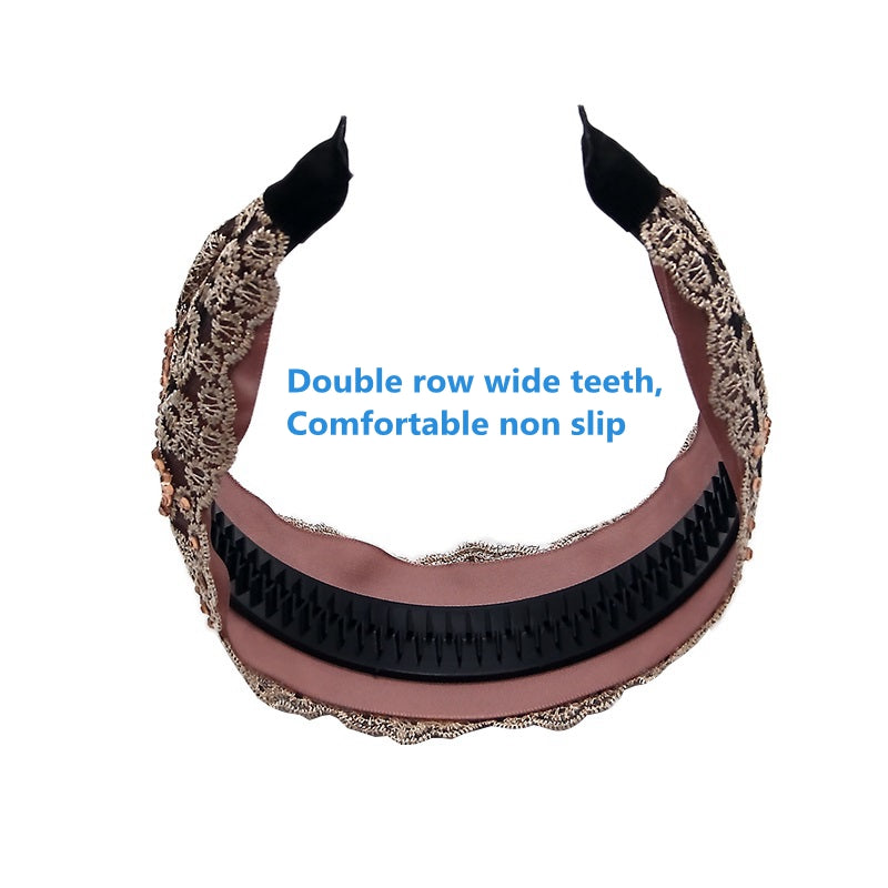 Women's Lace Wide Brim Rhinestone Hair Hoop