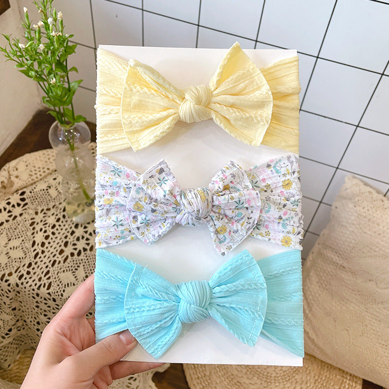 European And American Soft Jacquard Wide Bow Elastic Headband
