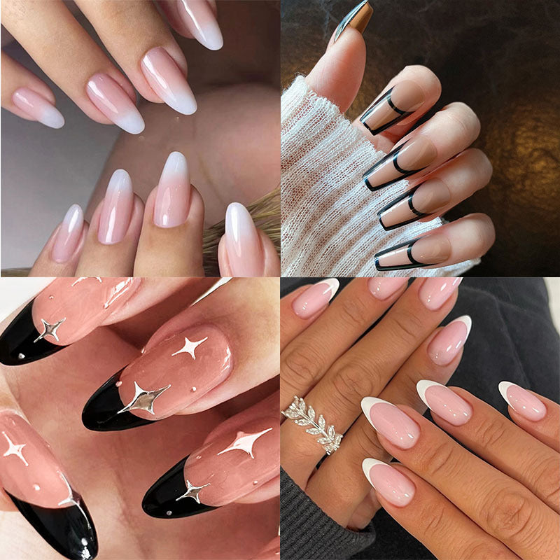 Marlly Canner Almond Wear Nail Simple Frosted Glossy Fake Nail Tip