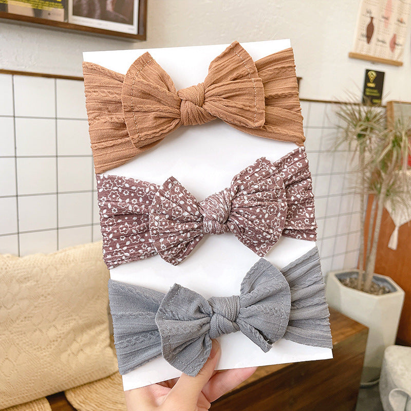 European And American Soft Jacquard Wide Bow Elastic Headband