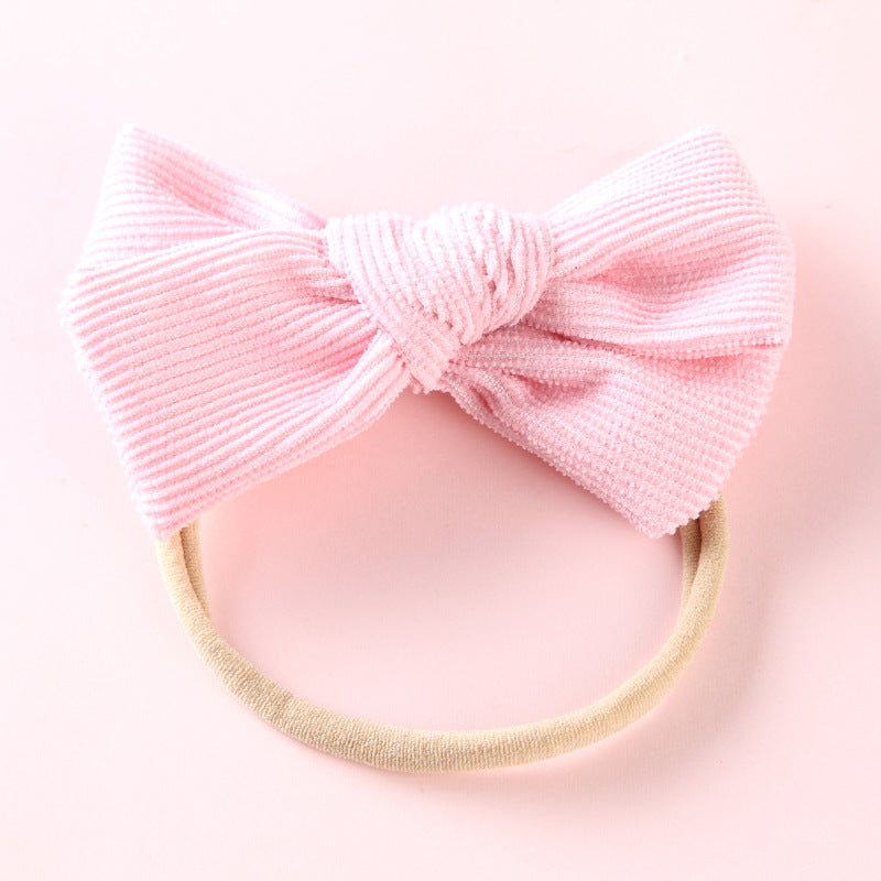 Elastic Nylon Hair Rope 17 Colors Corduroy Bow Baby Hair Tie