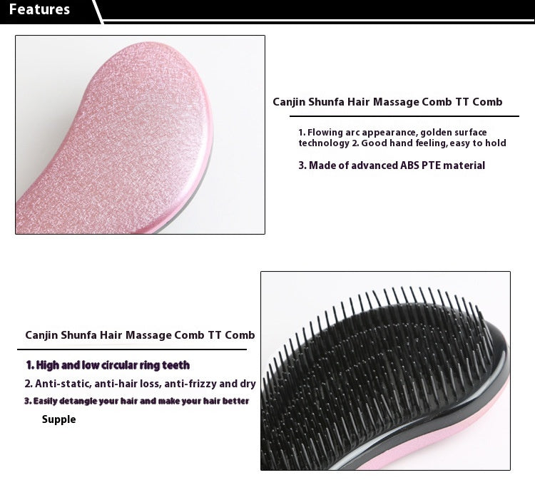 Plastic Anti-knot Hairdressing Comb Massage Comb