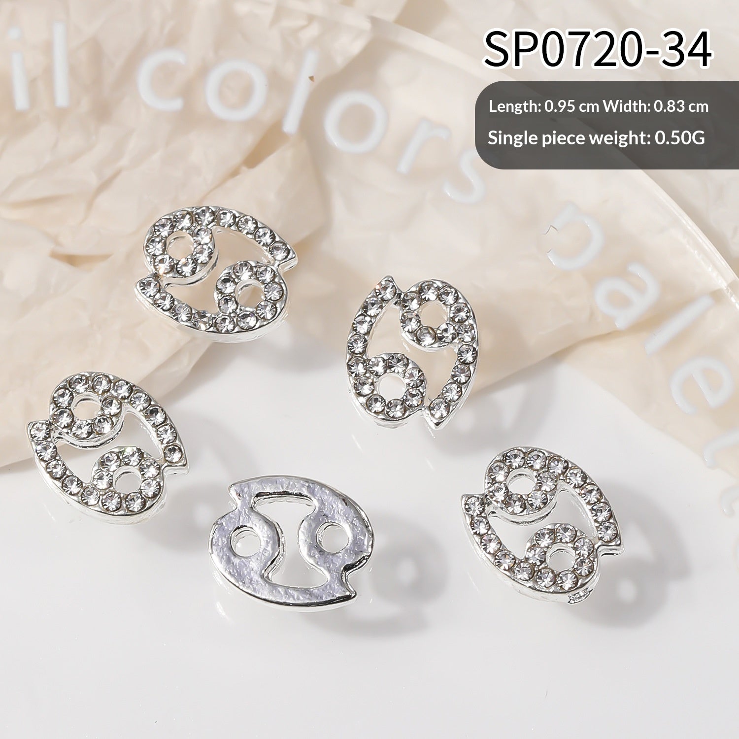 12 Zodiac Sign Nail Art Accessories Alloy Rhinestone 3D Nail Stickers For DIY Nail Decorations