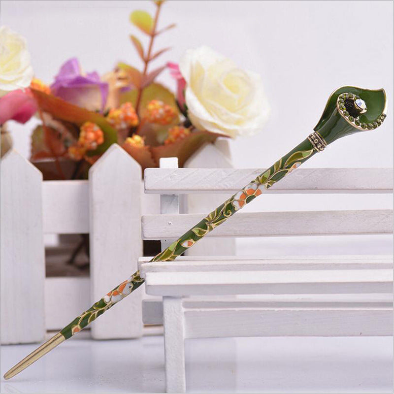 Antique Chinese Headdress Cloisonne Lady's Hairpin