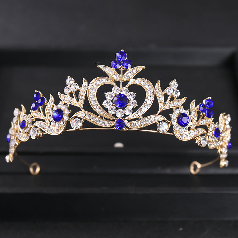 Baroque Bridal European And American Pearl Hair Accessories Alloy Rhinestone Crown