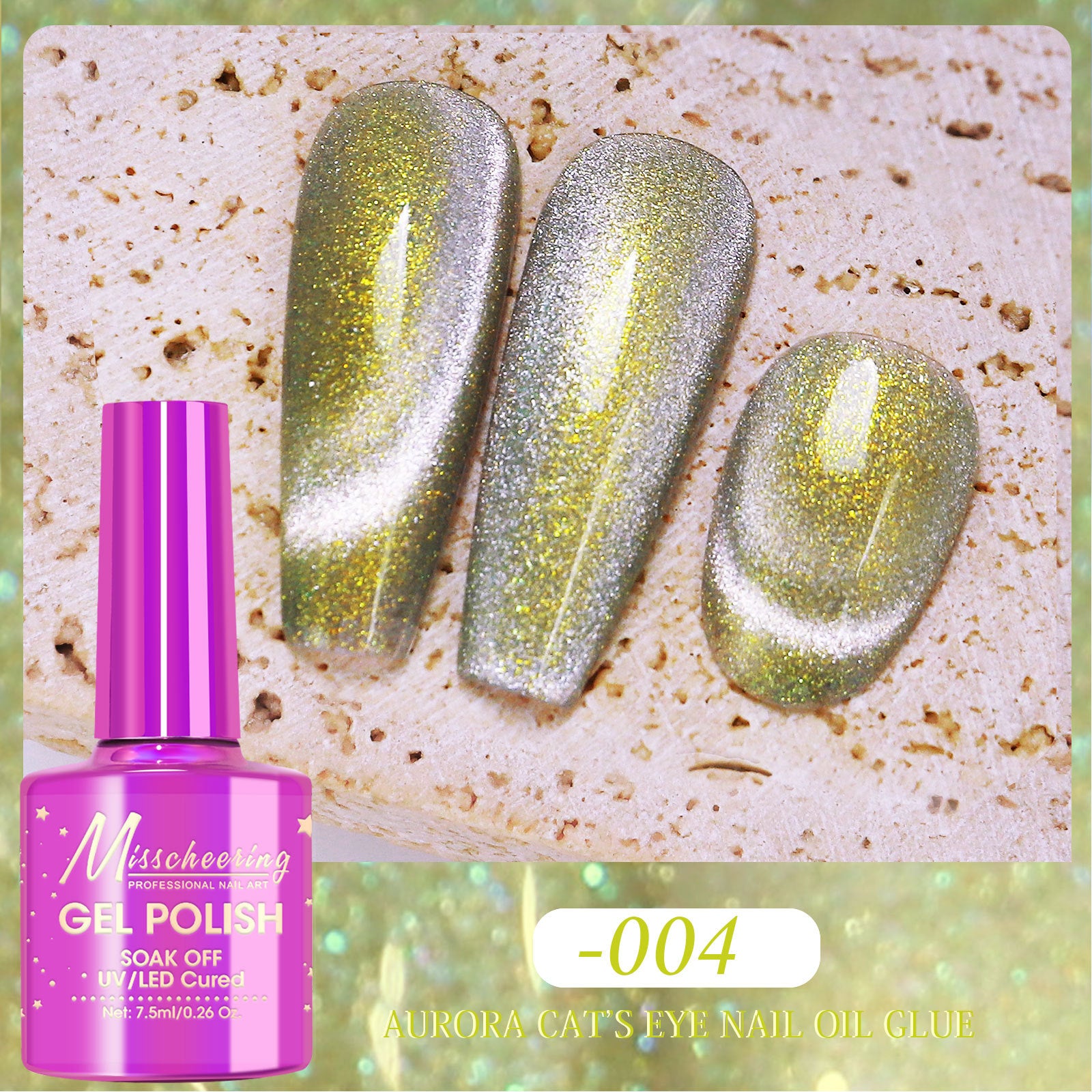 Misscheering Polar Day Crystal Cat's Eye Dazzling Magic Color Nail Polish