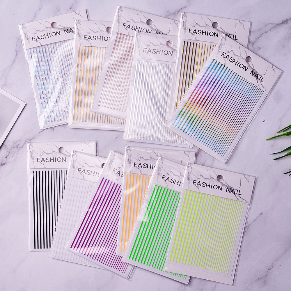 Stickers Bright Line Back Glue Fashion Nail Paste Decorative Multi-color Nail Patches