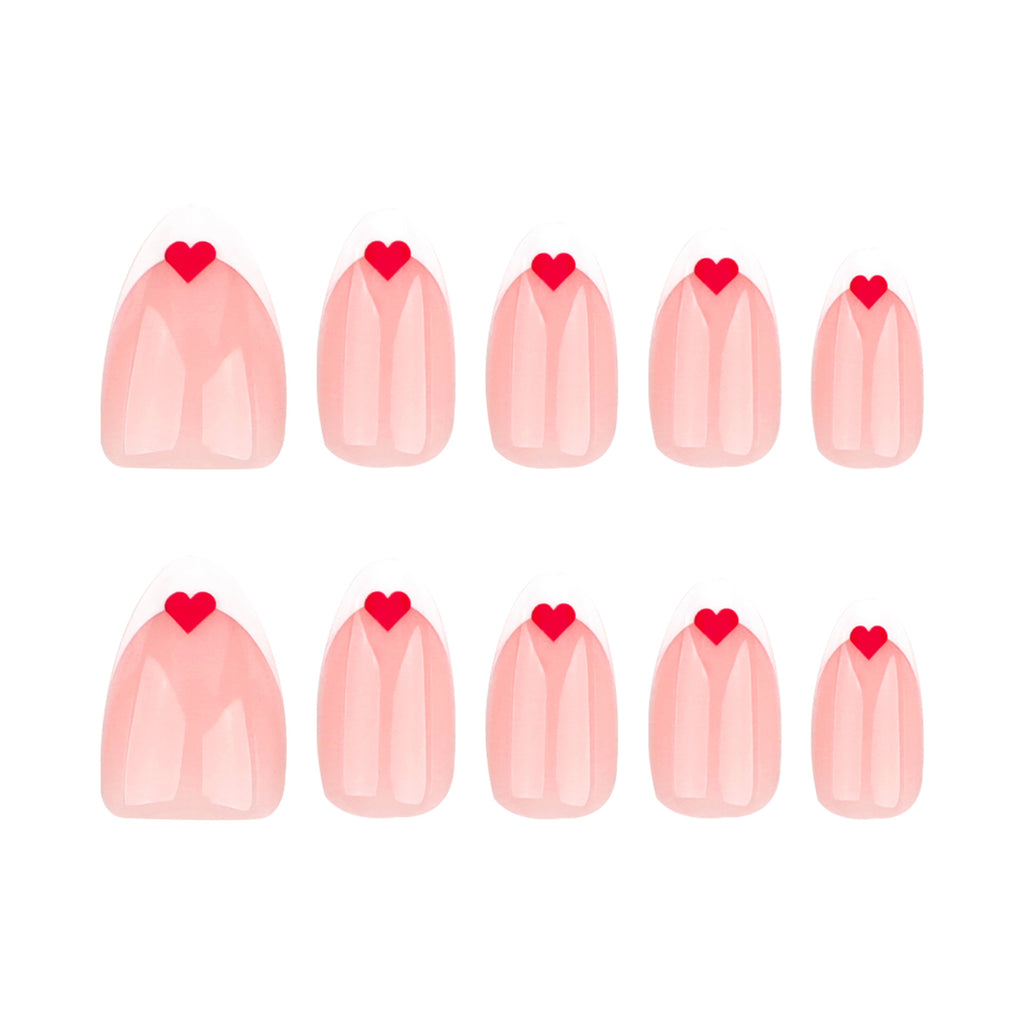 Simple White Wear Nail Tip Red Love