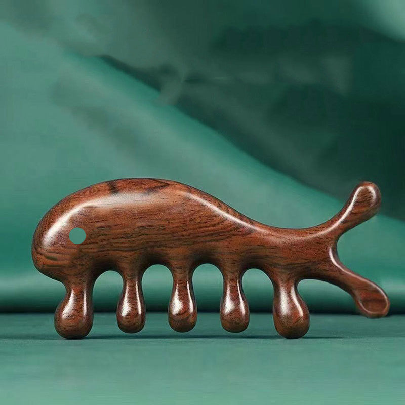 Wooden Massage Comb Unblocking Meridians Scraping Head Therapy Points