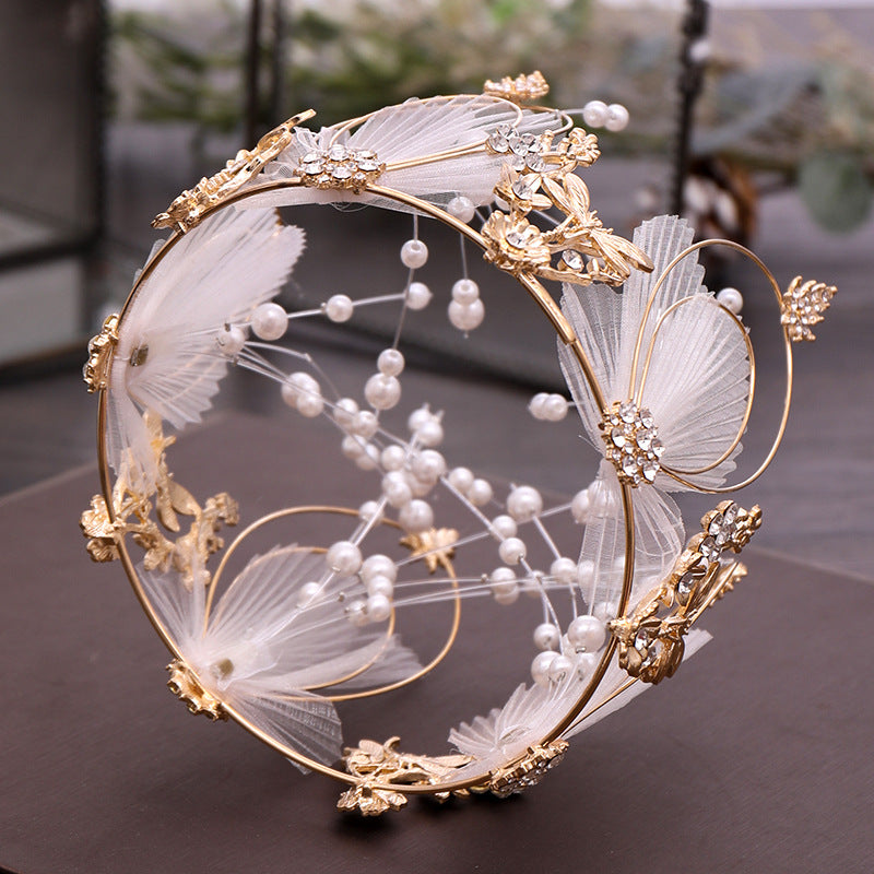 Ladies Alloy Pearl Full Circle Bridal Crown Tiara