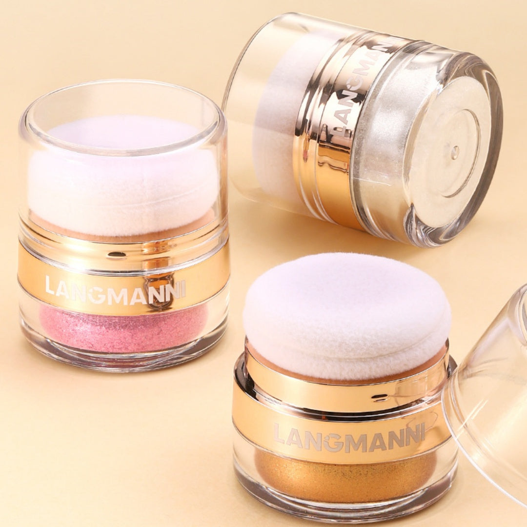 Langmanni Highlight Face Powder Pat Face Body Blush Shading Powder