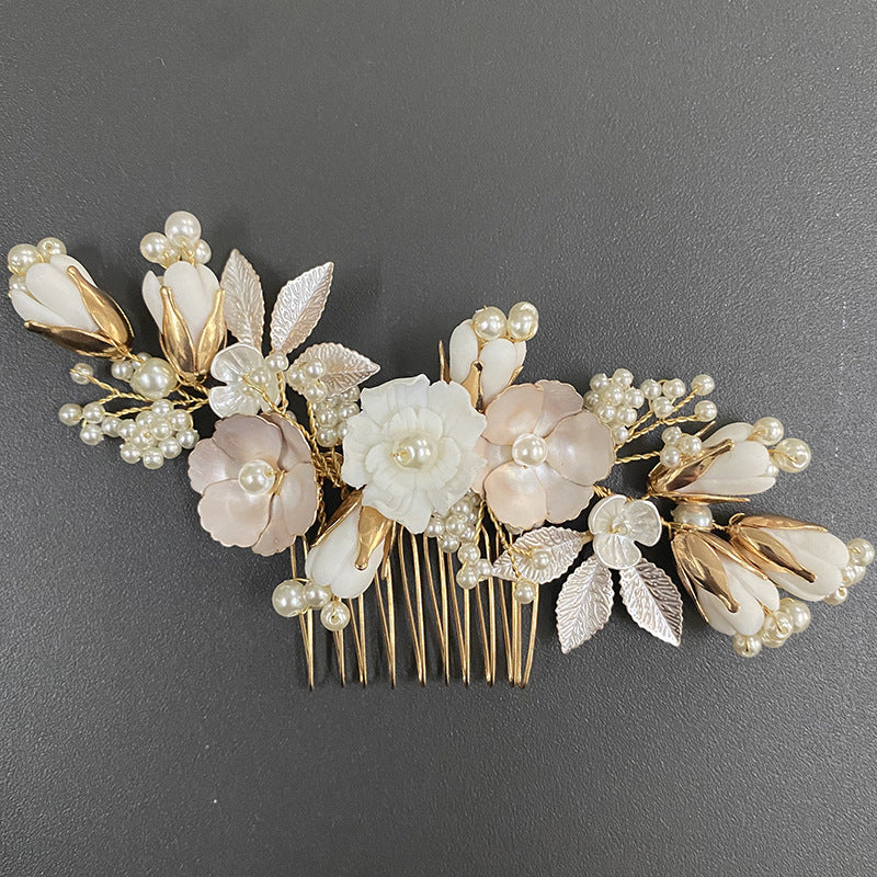 Wedding Bride Pastoral Ceramic Flower Headwear Comb Accessories