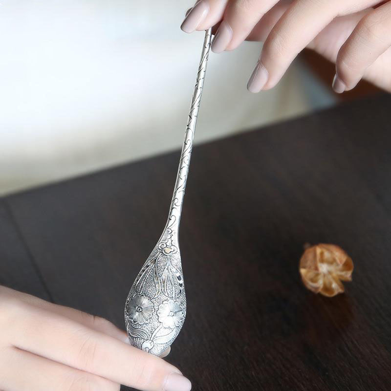 Simple S925 Silver Antique Style Elegant Hairpin