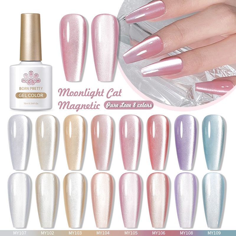 Born Pretty Mirror Porcelain White Cat's Eye White Moonlight Gel Nail Polish